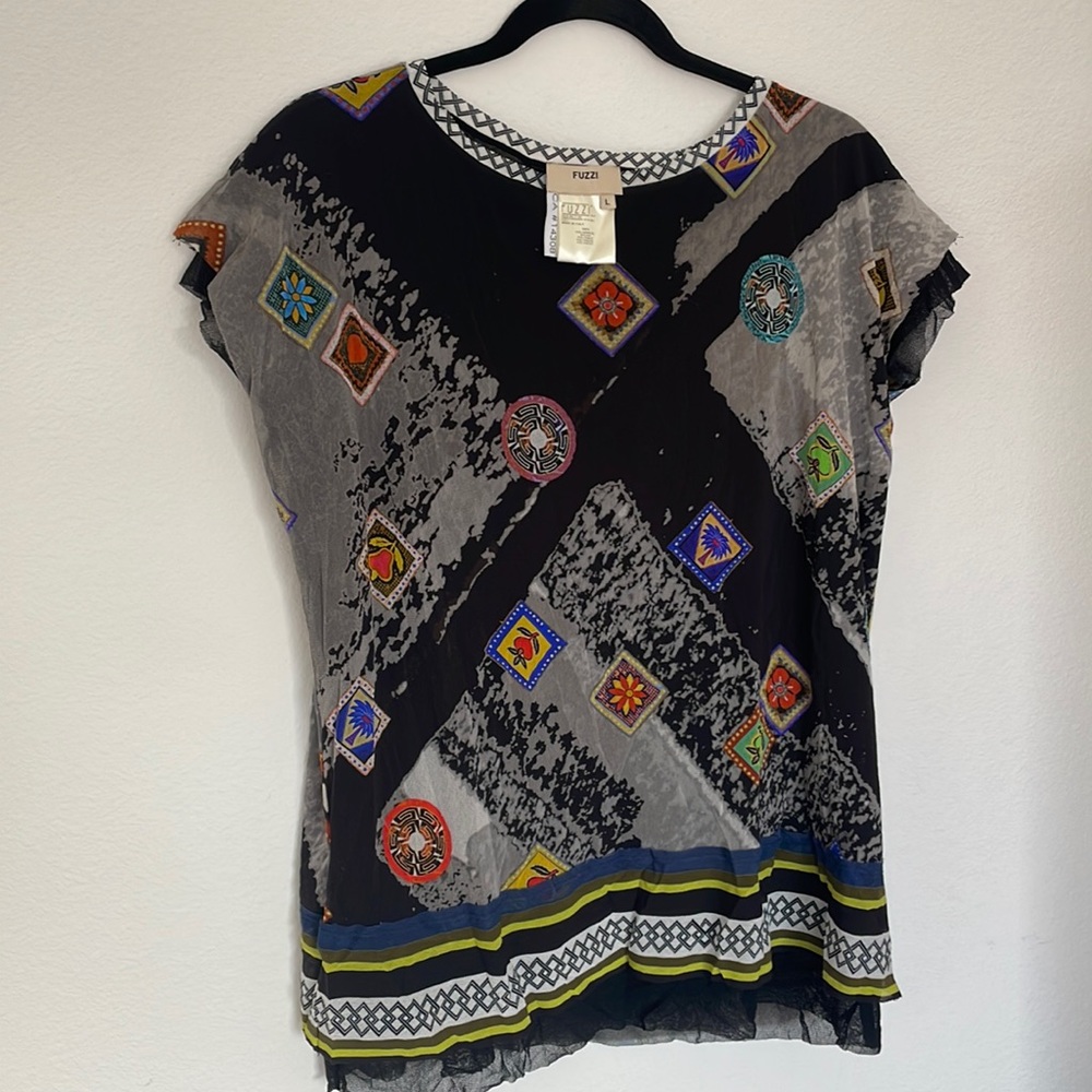 FUZZI by Jean Paul Gaultier mesh print top(90’s)